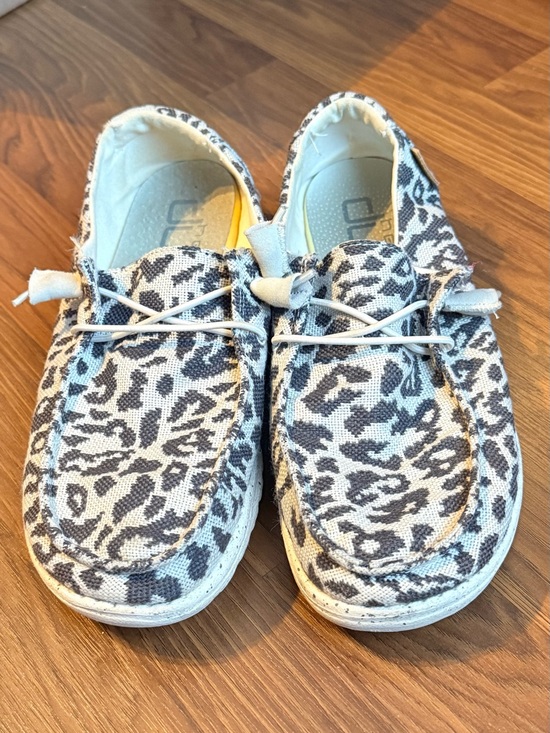 Hey Dude Shoes - Hey Dude Women's Leopard Print Slip-On Flats - Gray & White